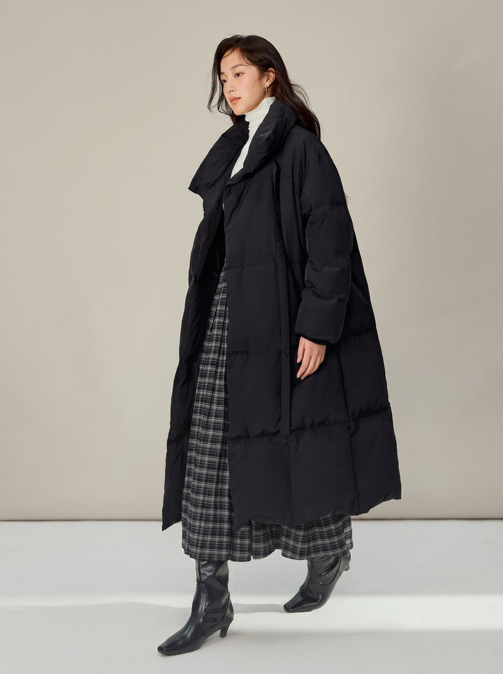 Oversized Tie Front Puffer Coat