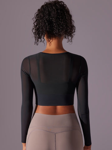 Sheer Cutout Long Sleeve Workout Tee