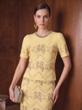 Embellished Metallic Jacquard Knit Sweater