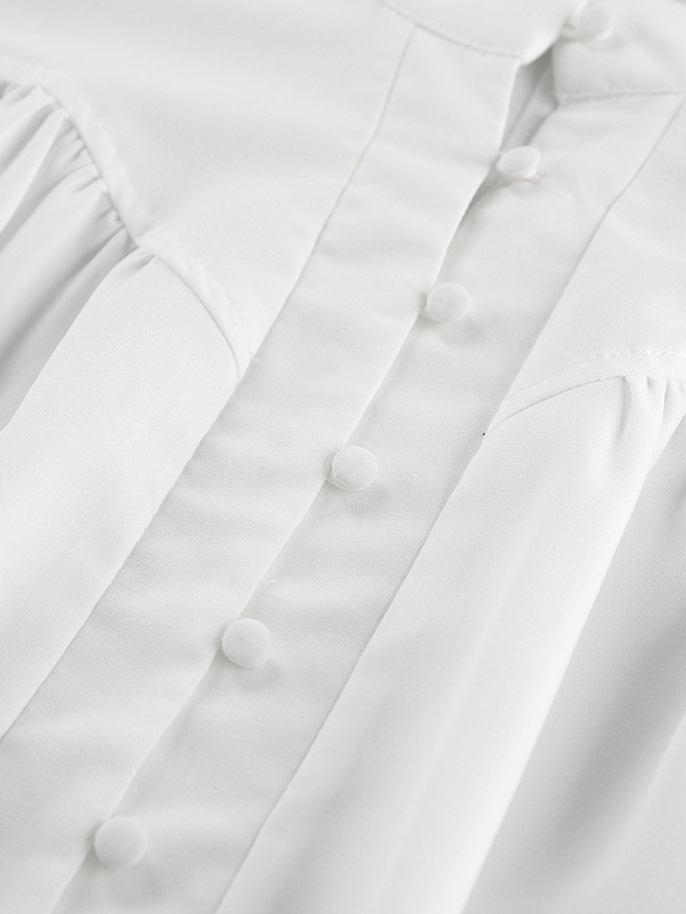 Elegant Balloon Sleeve Button Down Blouse