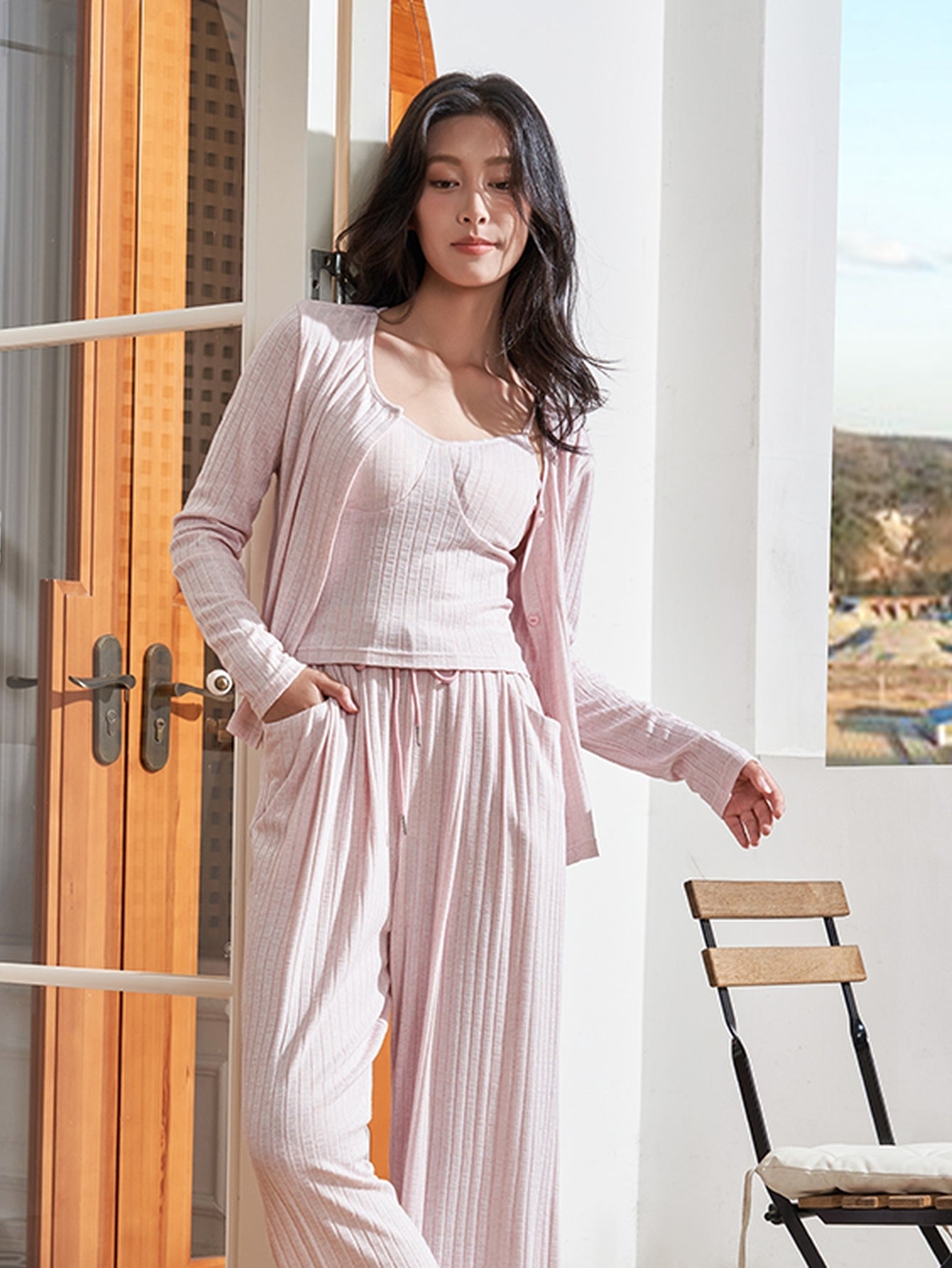 Soft Ribbed Three Piece Lounge Set
