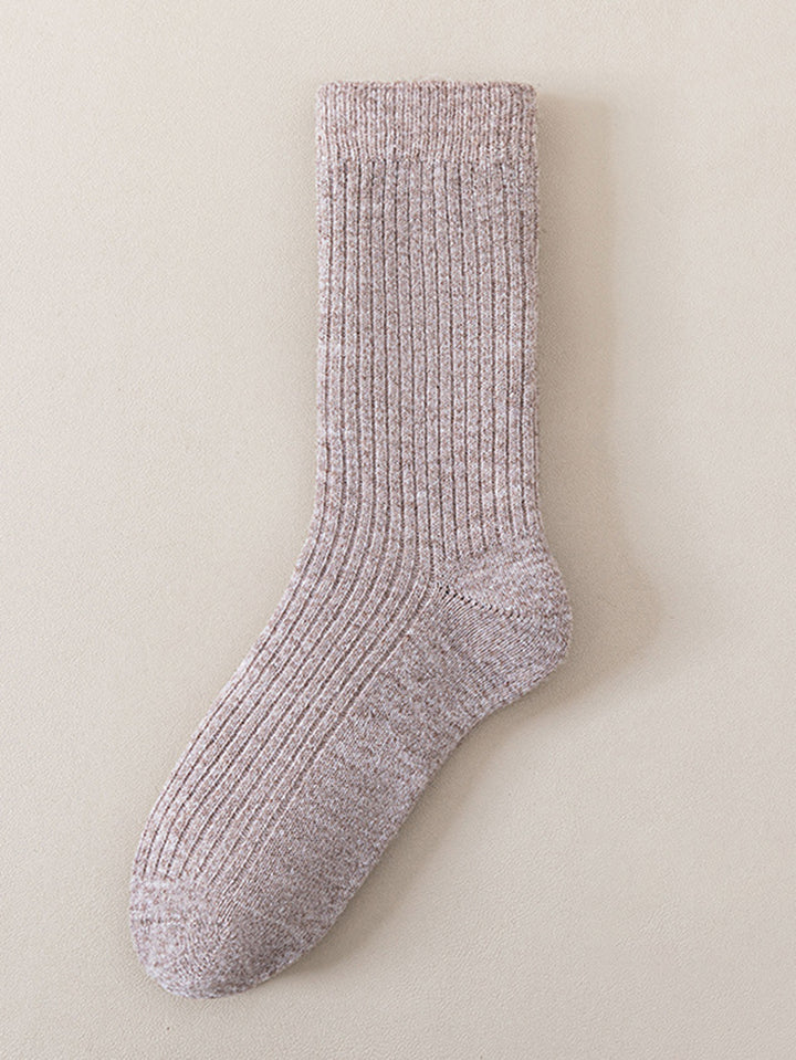 Cozy Ribbed Cream Crew Socks