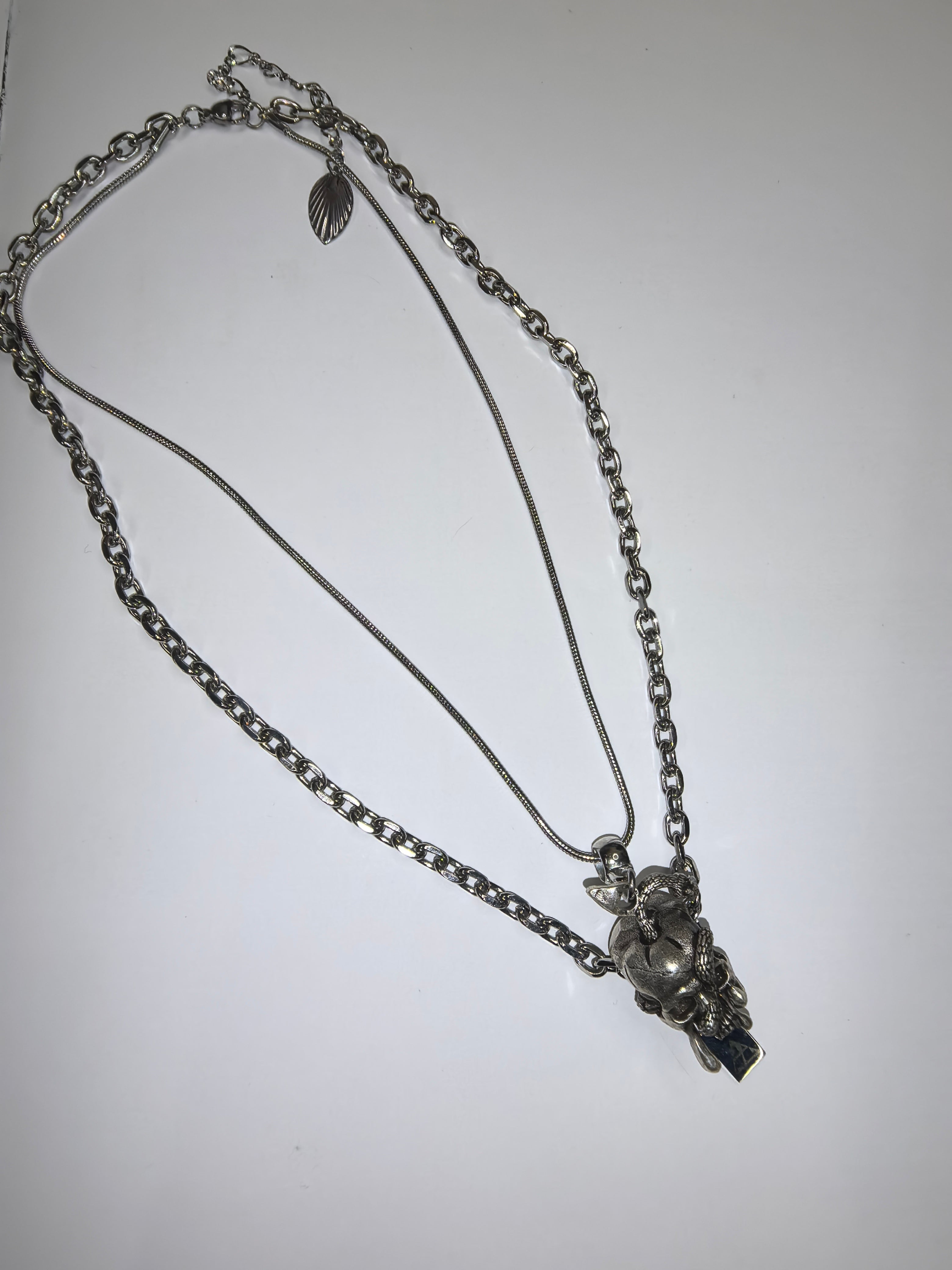 Gothic Layered Skull Pendant Necklace