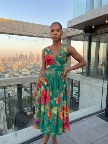 Steve Ash's Hibiscus Print Midi Dress