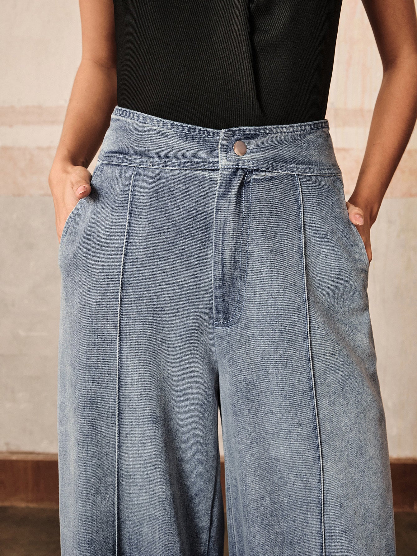 High Waisted Ombre Wide Leg Jeans