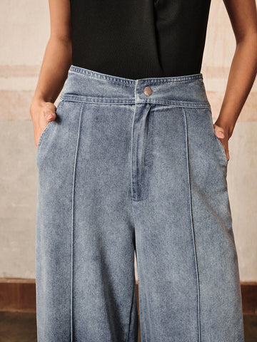 High Waisted Ombre Wide Leg Jeans
