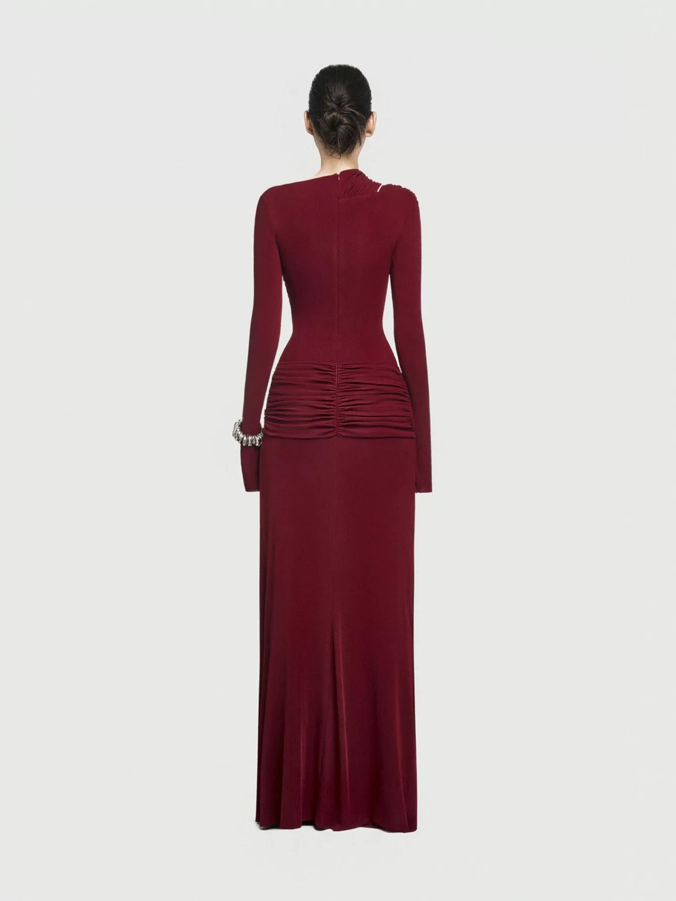 Elegant Ruched Cutout Maxi Dress