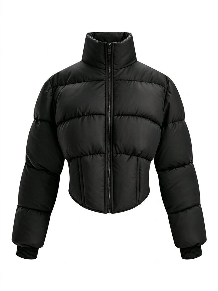 Cropped Stand Collar Puffer Jacket