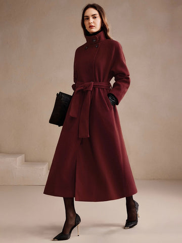 Elegant Belted Wool Blend Coat