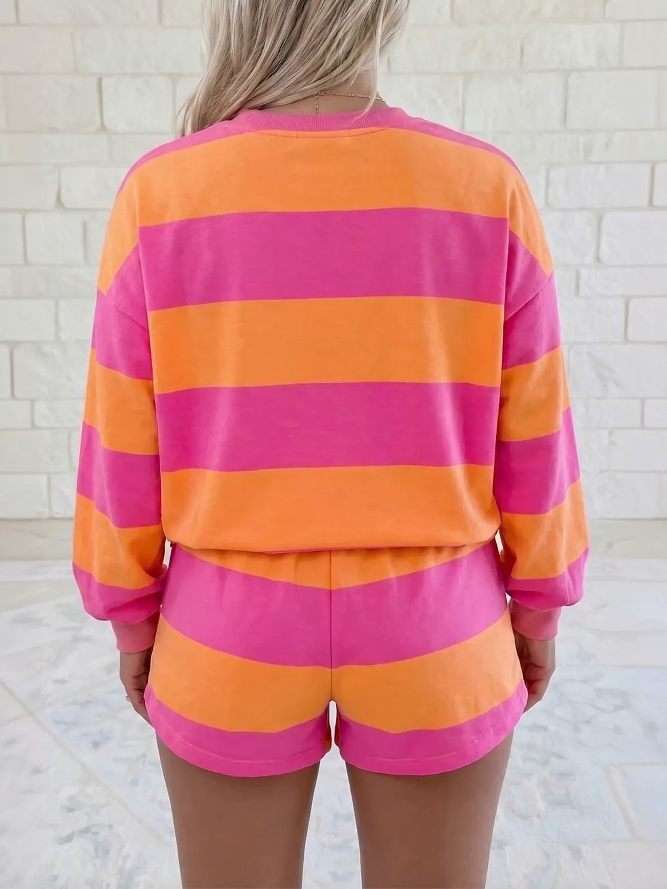 Cozy Striped Lounge Shorts Set