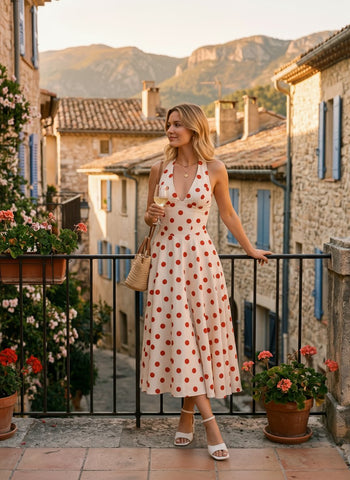 Floral Print Halter Neck Tie Back Midi Dress