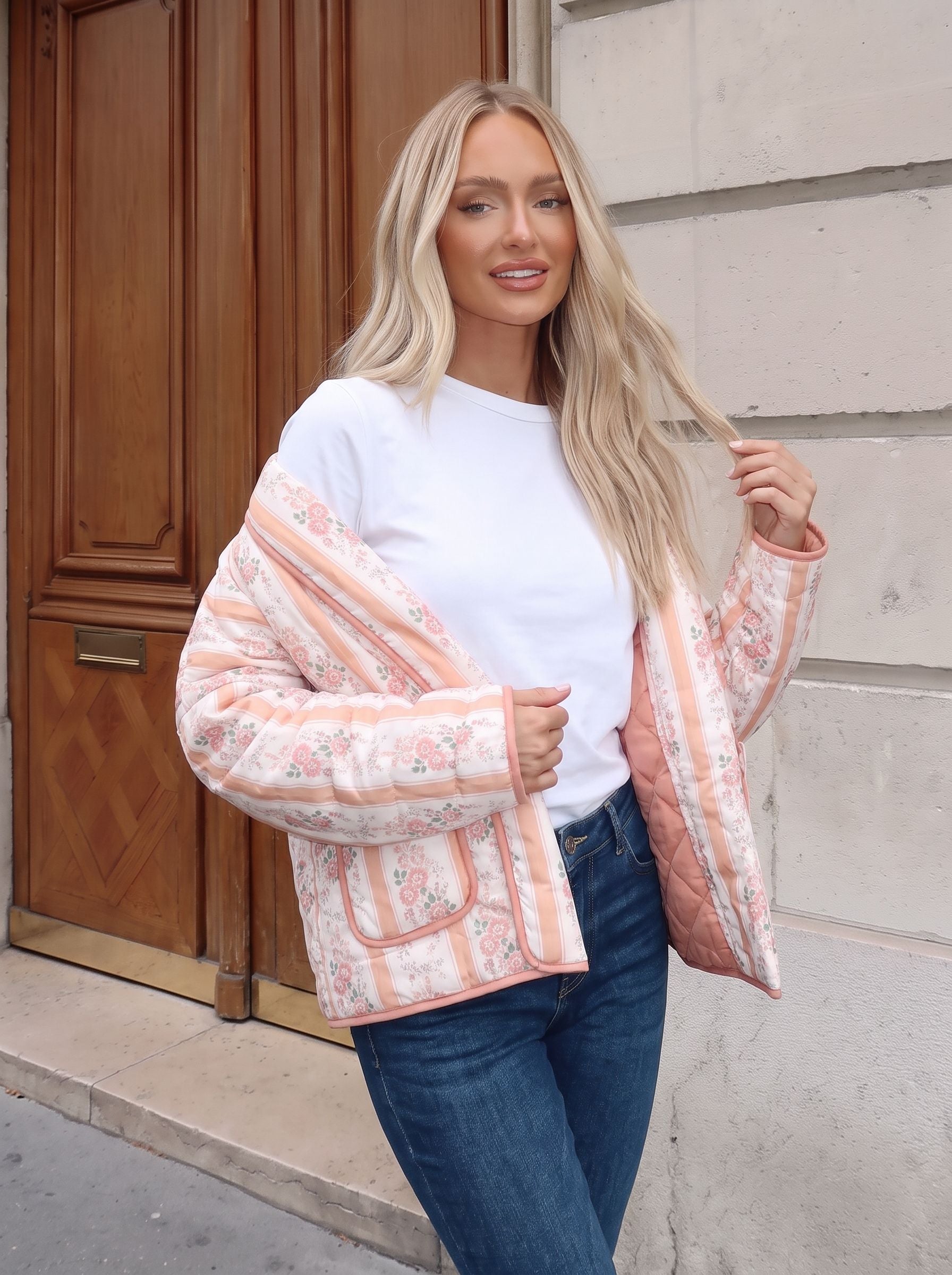 Floral Quilted Lightweight Puffer Jacket