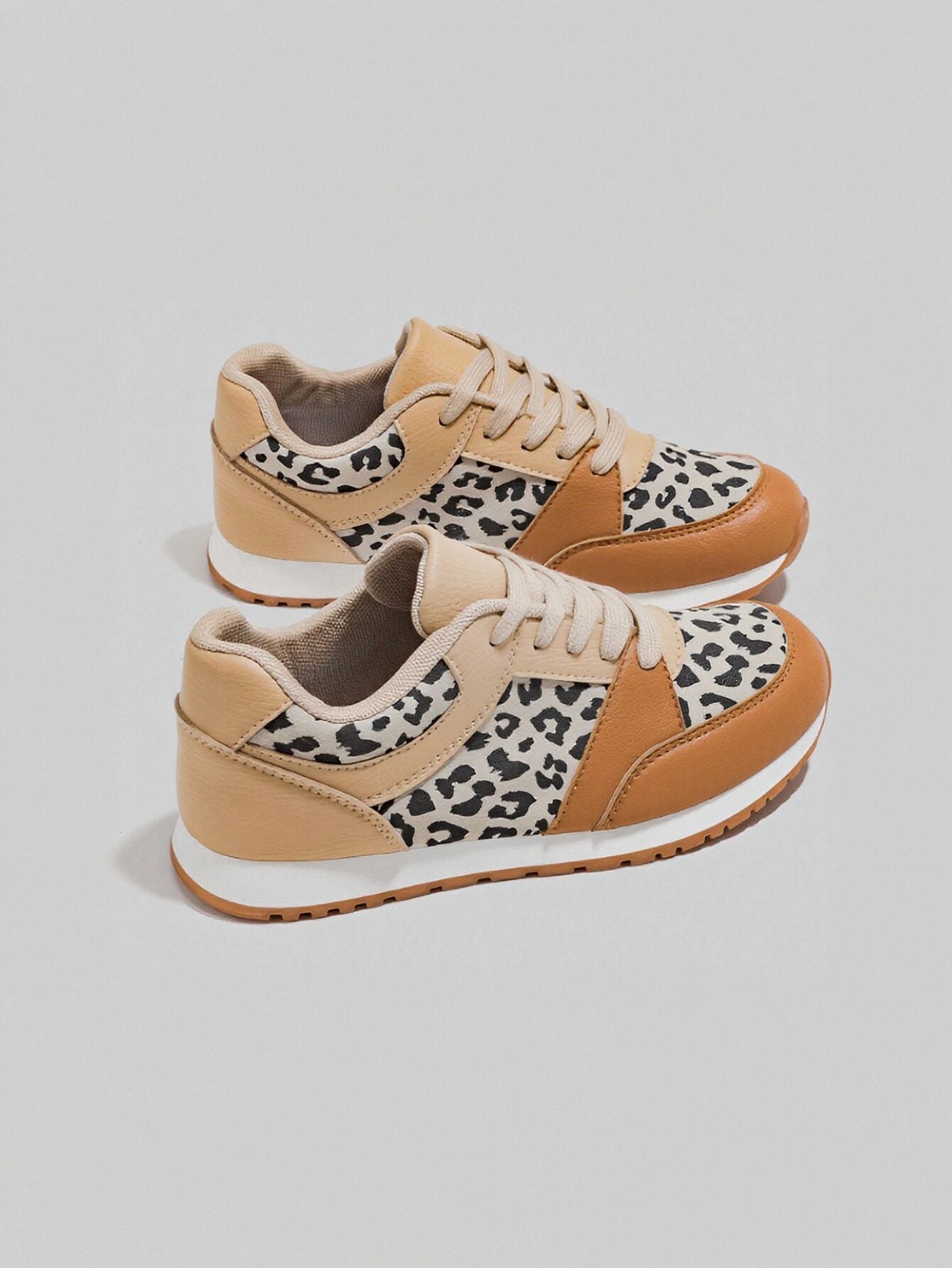 Leopard Print Rubber Sole Fashion Sneakers-Mustard