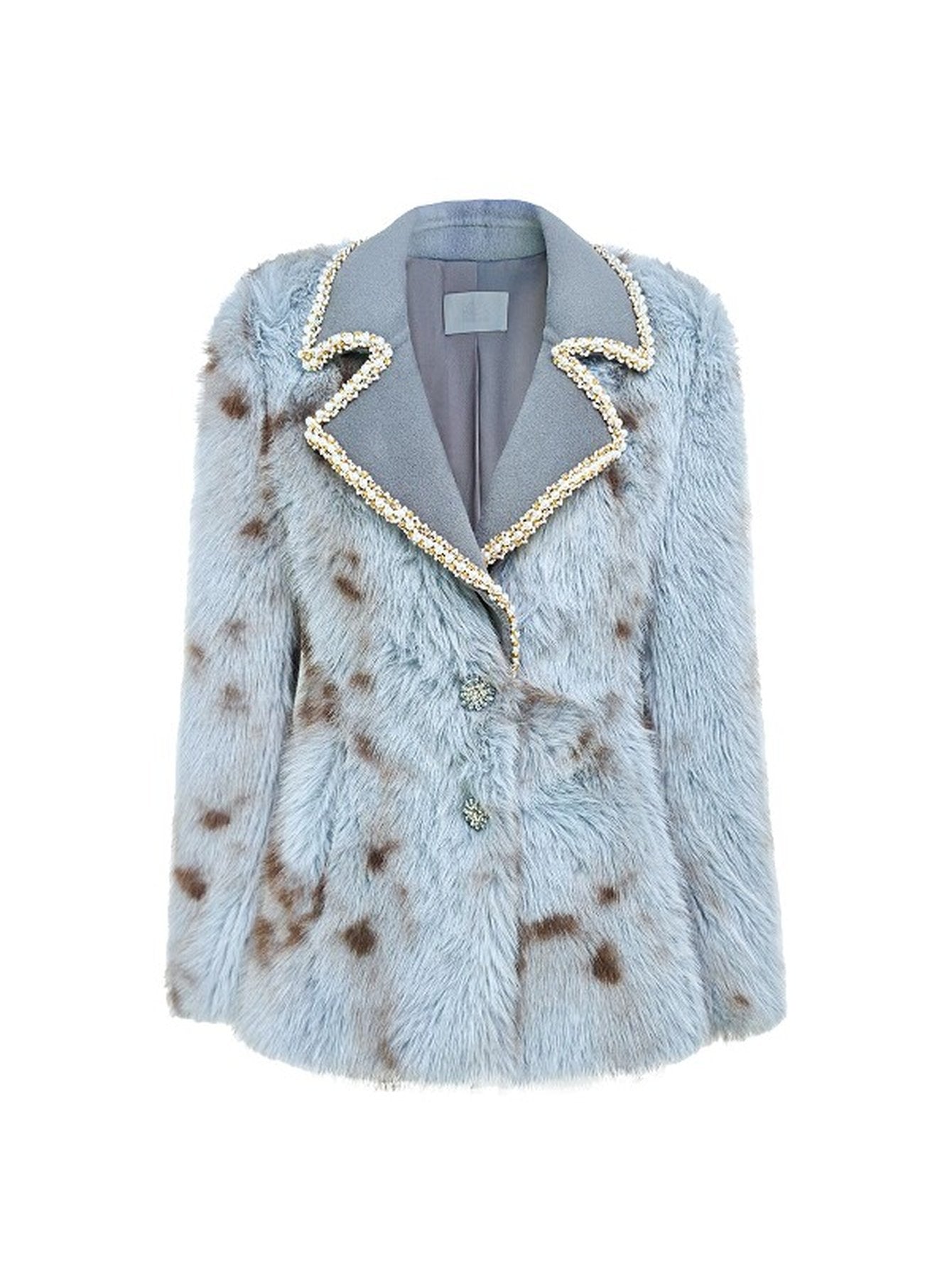 Embellished Faux Fur Blazer Coat