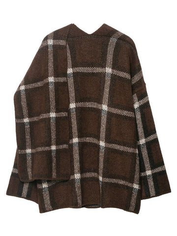 Cozy Plaid Oversized Knit Cardigan
