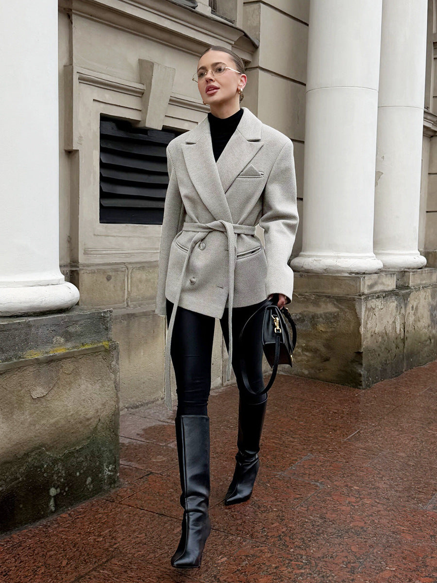 Oversized Textured Double Breasted Blazer