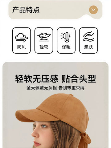 Trendy Suede Bow Tie Baseball Hat