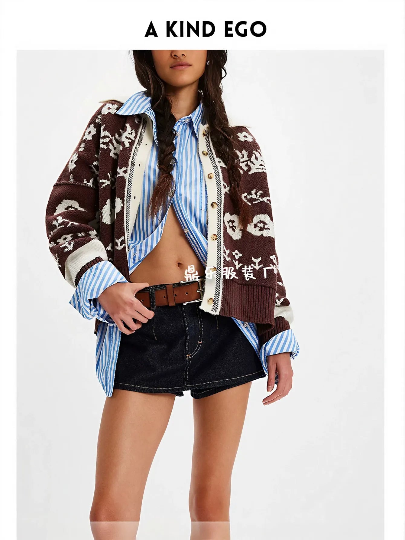 Oversized Floral Jacquard Knit Cardigan