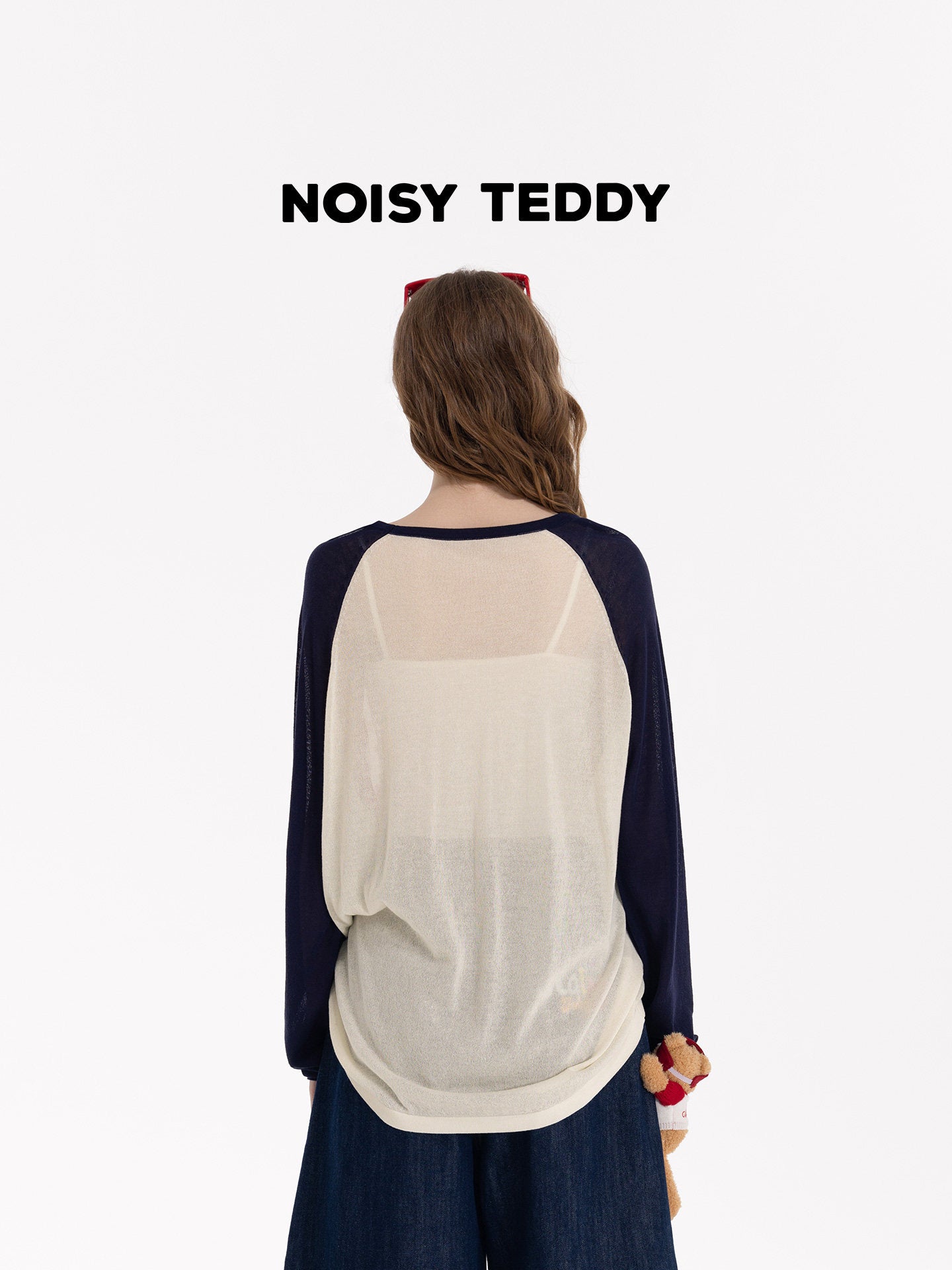 Graphic Raglan Drawstring Knitted Sweater