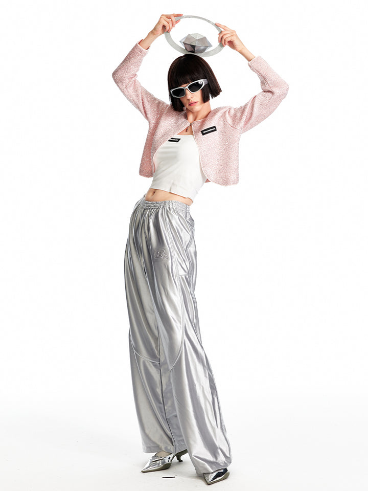 Metallic Oversized High Waisted Pants
