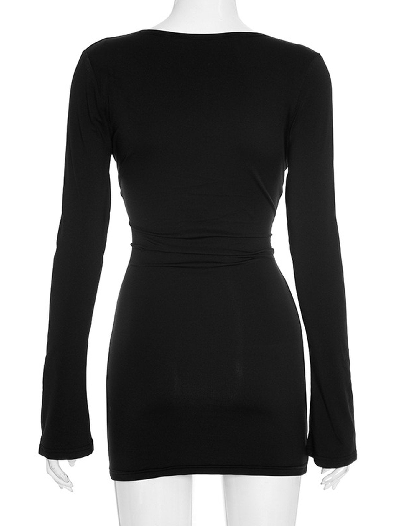 Sexy Plunging Neck Ruched Mini Dress