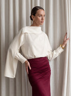 Elegant Asymmetric Split Sleeve Chiffon Blouse