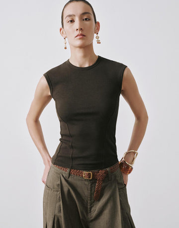 Urban Revivo Capped Sleeve Skinny-Fit T-Shirts-White