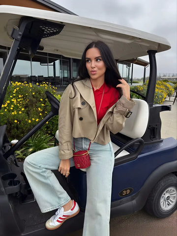 Double Breasted Cropped Trench Coat