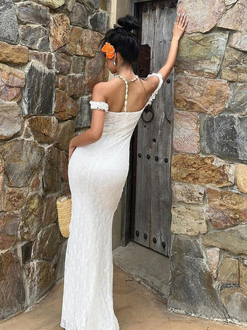 Elegant Off Shoulder Lace Maxi Dress