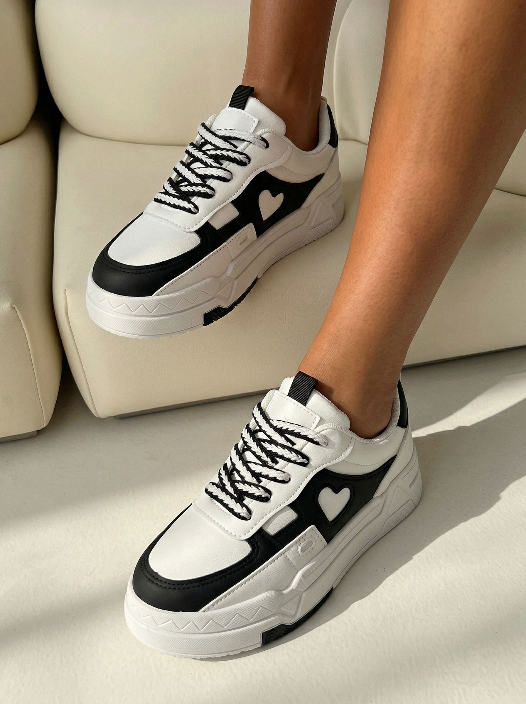 Chunky Heart Detail Platform Sneakers