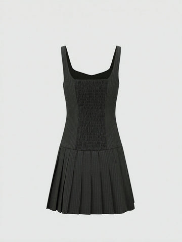 Urban Revivo Strappy Striped Pleated Mini Dresses