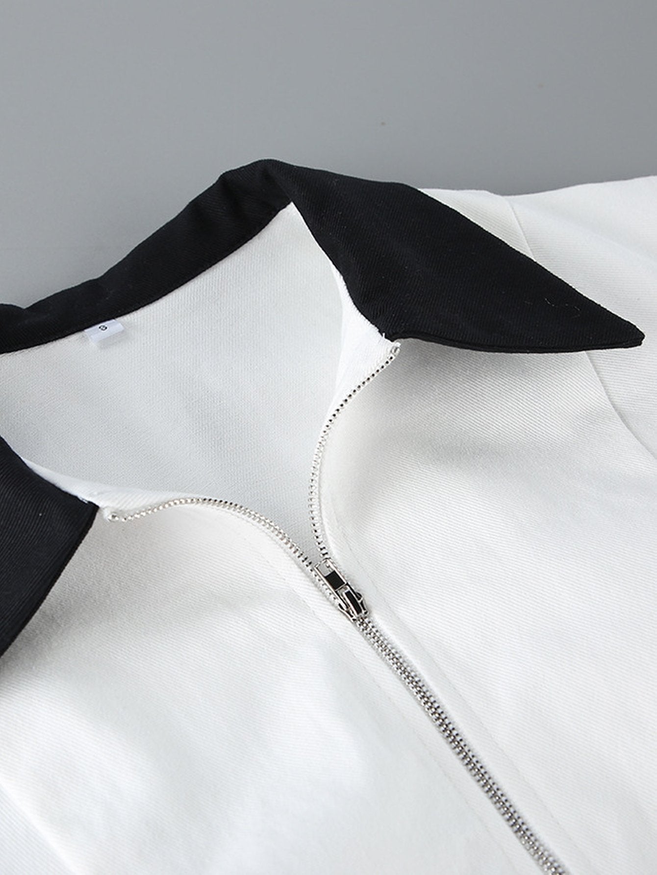 Tailored Contrast Collar Zip Up Jacket