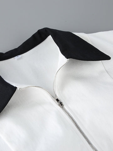Tailored Contrast Collar Zip Up Jacket