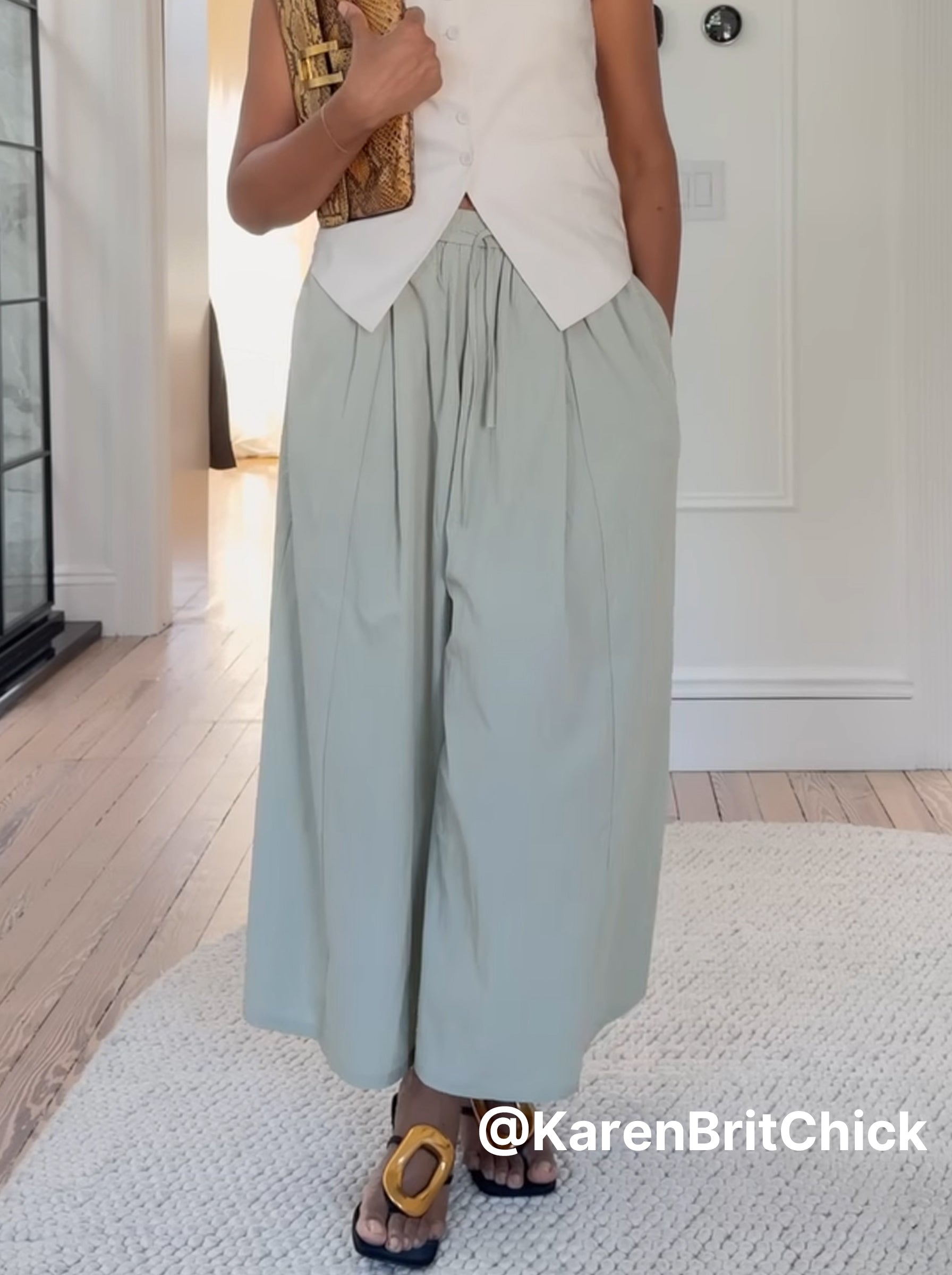 Wide Leg Drawstring Waist Bohemian Pants