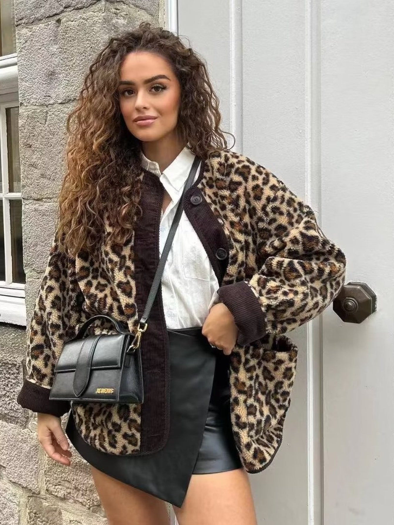 Cozy Leopard Print Fleece Jacket