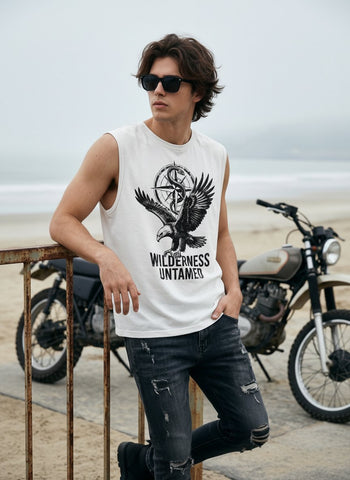 Graphic Eagle Print Mens Tank Top