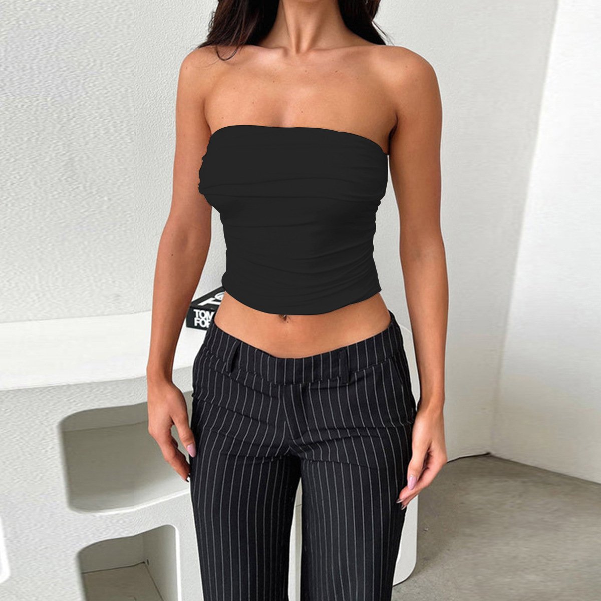 Strappy Ruched Sexy Tube Top
