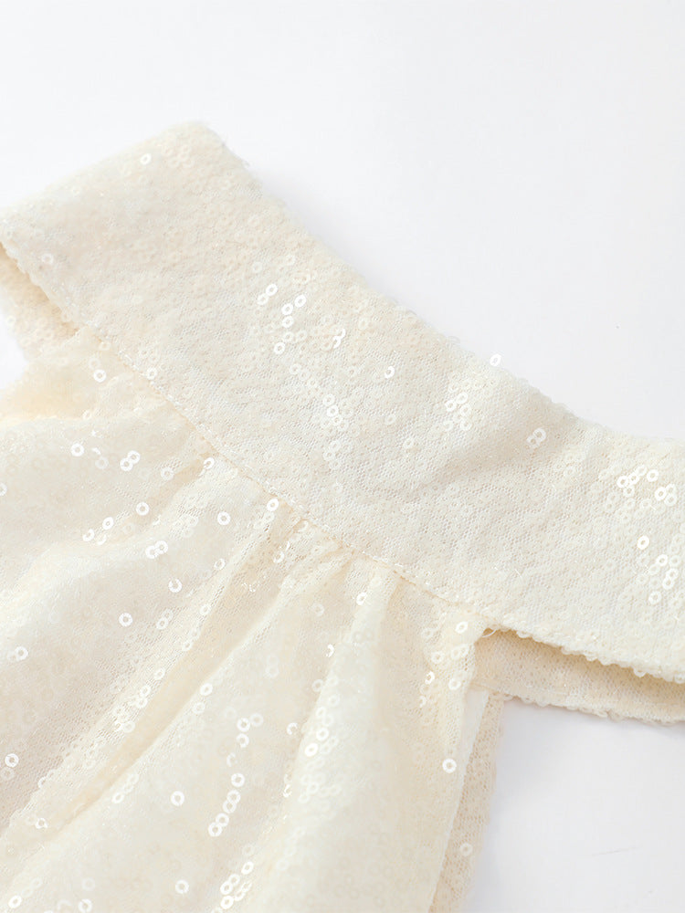 Sparkly Feather Trim Mini Dress