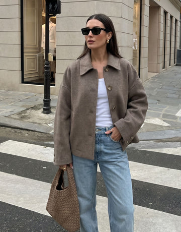 Oversized Wool Blend Button Front Coat