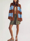 Oversized Striped Button Down Cardigan