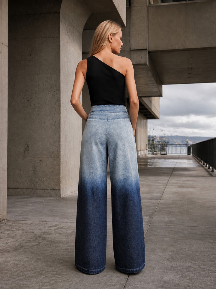 High Waisted Ombre Wide Leg Jeans