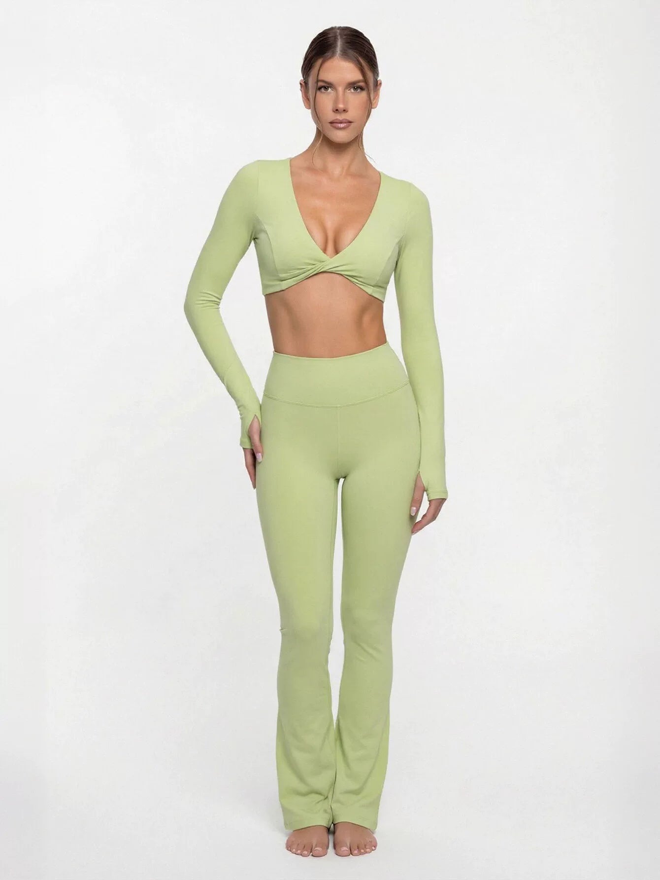 Seamless Twist Crop Flare Legging Set