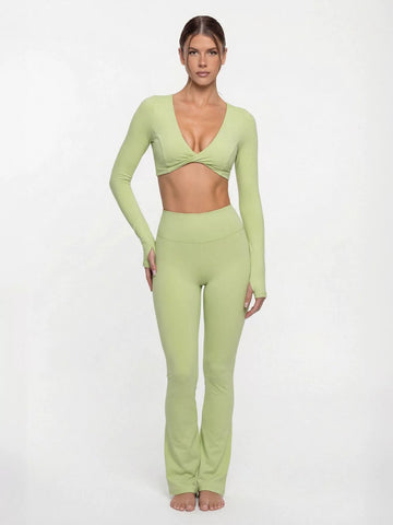 Seamless Twist Crop Flare Legging Set