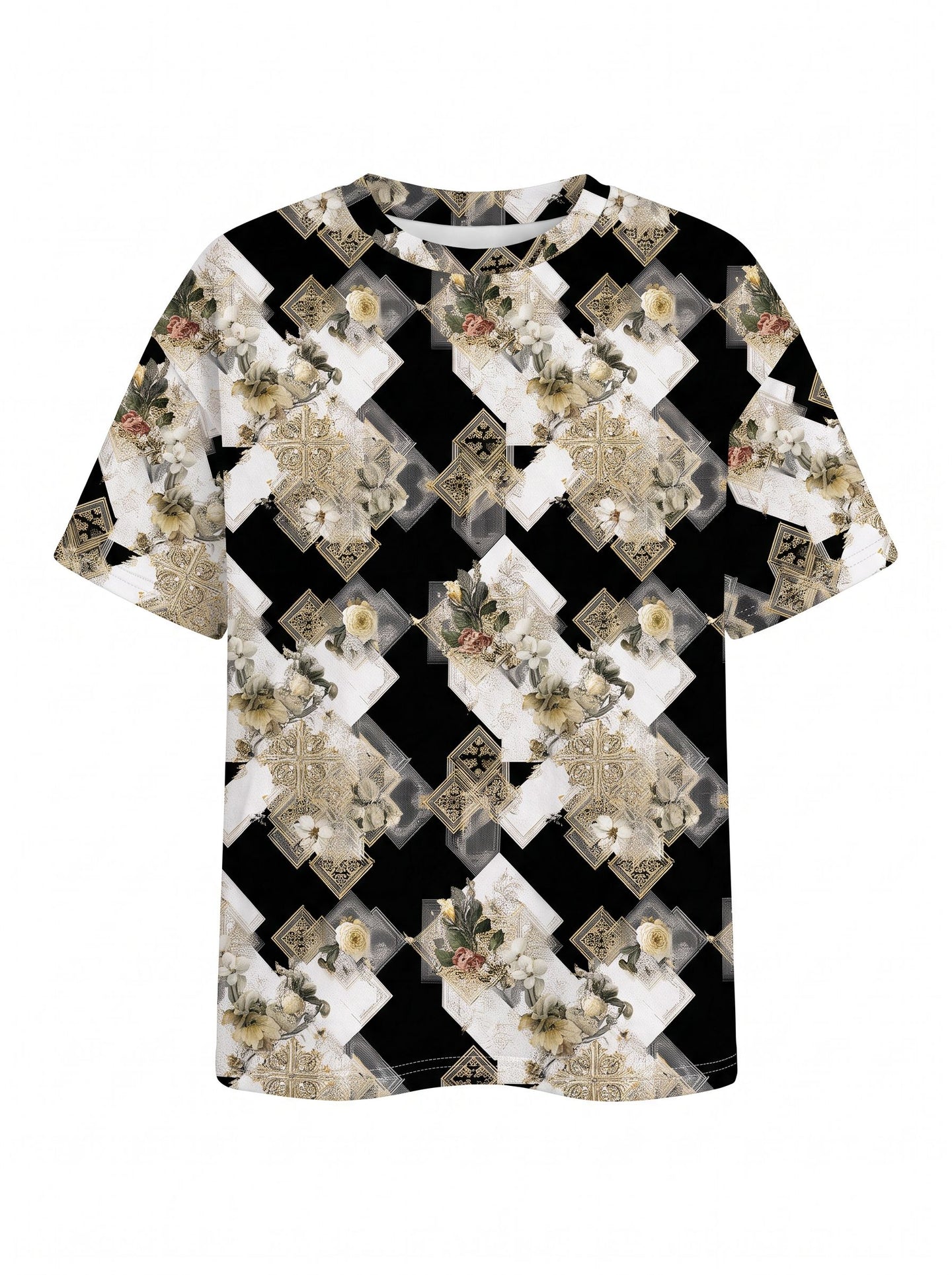 Jash Vasanwala's Vintage Floral Diamond Print T-Shirts