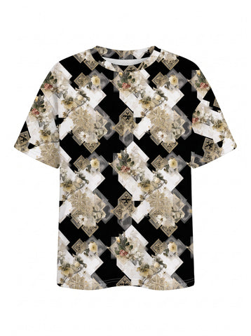 Jash Vasanwala's Vintage Floral Diamond Print T-Shirts