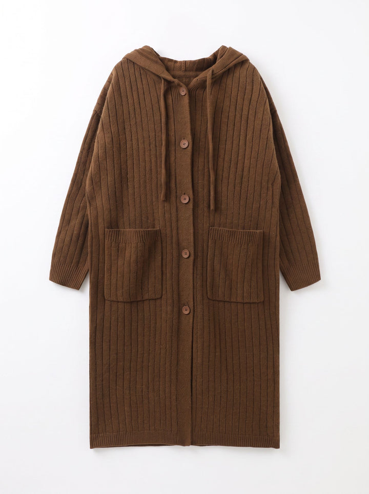 Cozy Ribbed Hooded Knit Cardigan
