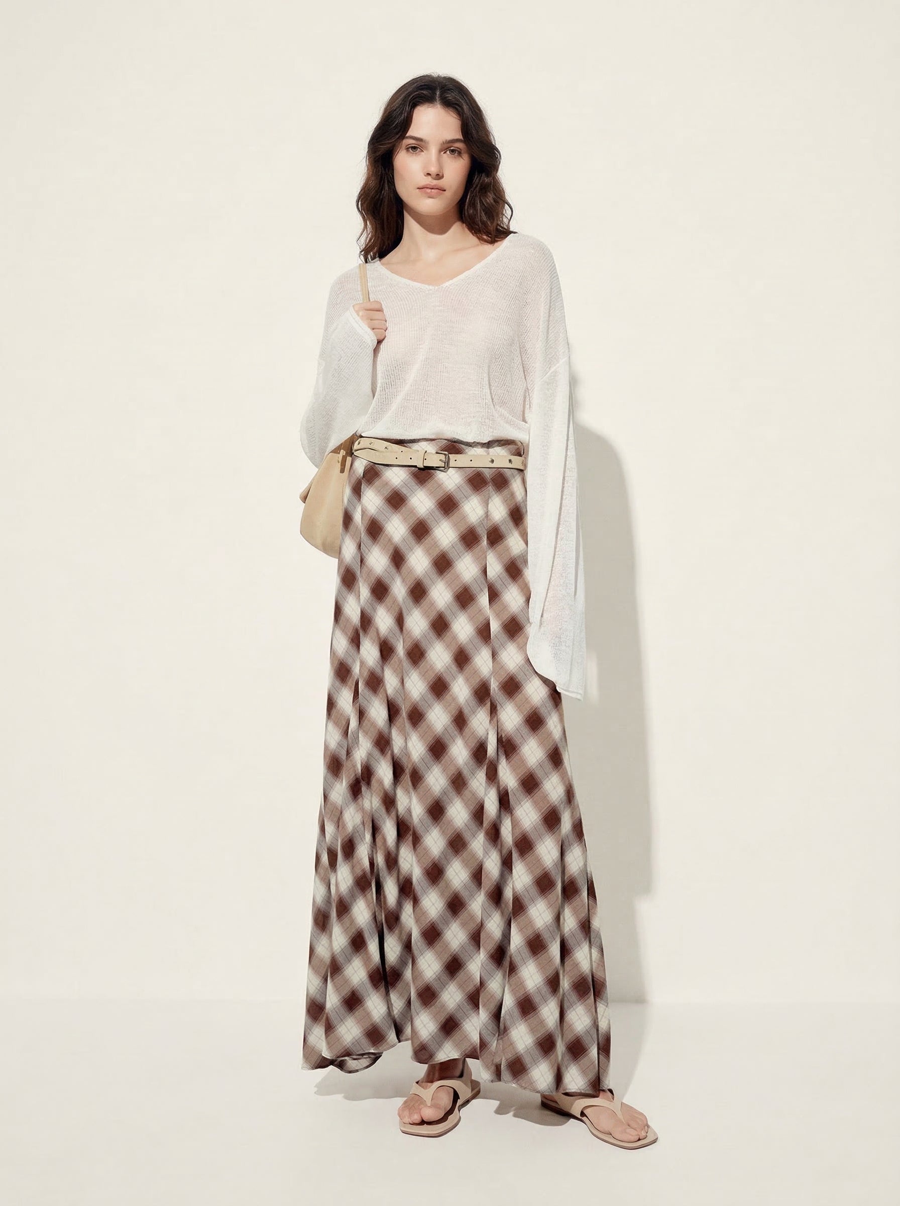 Checked Mermaid Maxi Skirt
