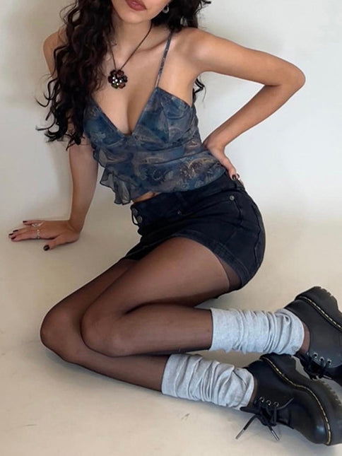 Sheer Paisley Print V Neck Camisole