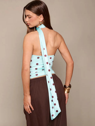 Polka Dot Halter Neck Tank Top