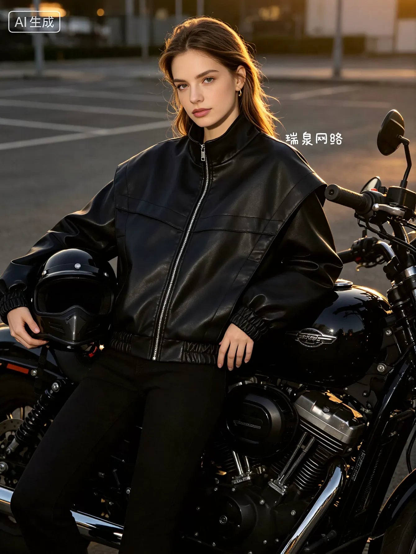 Oversized Faux Leather Bomber Jacket